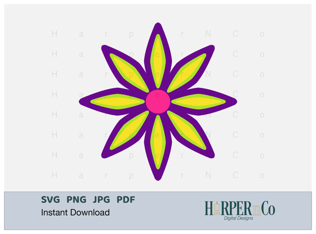 Cinco de Mayo Flower 3 SVG PNG Cut EPS File SVG HarperNCo 