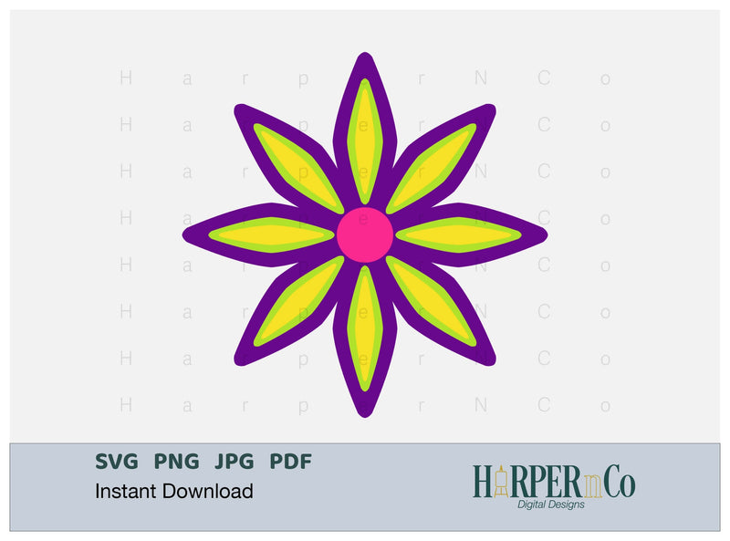Cinco de Mayo Flower 3 SVG PNG Cut EPS File SVG HarperNCo 