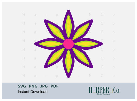 Cinco de Mayo Flower 3 SVG PNG Cut EPS File SVG HarperNCo 