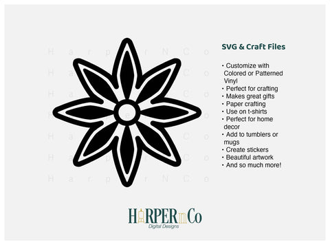 Cinco de Mayo Flower Outline 12 SVG PNG Cut EPS File SVG HarperNCo 