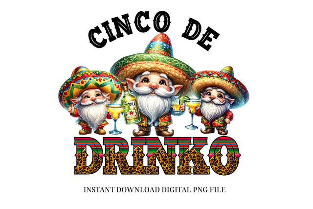 Cinco De Mayo PNG - Funny Mexican Gnome Sublimation Design Sublimation BijouBay 