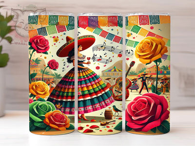 Cinco De Mayo Spanish Fiesta Tumbler, Fiesta Tumbler Design, 20oz Skinny Tumbler, Sublimation Design, Mexican Holiday Tumbler, Spanish Party Tumbler, Colorful Fiesta Wrap Sublimation Lara' s Designs 