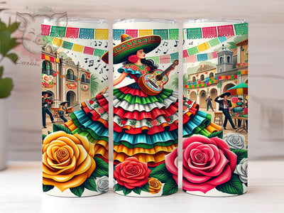Cinco De Mayo Spanish Fiesta Tumbler, Fiesta Tumbler Design, 20oz Skinny Tumbler, Sublimation Design, Mexican Holiday Tumbler, Spanish Party Tumbler, Colorful Fiesta Wrap Sublimation Lara' s Designs 