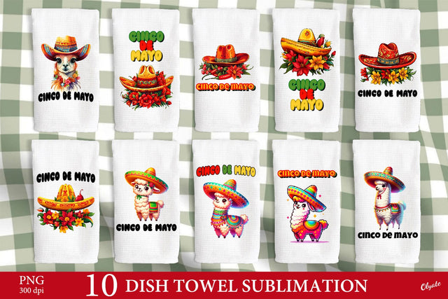 Cinco De Mayo Sublimation Bundle. Dish Towel PNG Sublimation Olga Terlyanskaya 
