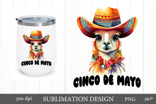 Cinco De Mayo Sublimation PNG. Mexican Lama Clipart PNG Sublimation Olga Terlyanskaya 