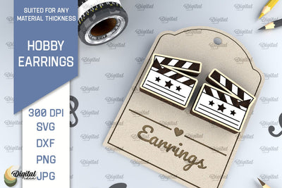 Cinema Earrings Laser Cut Design. Wooden Hobby Earrings SVG SVG Evgenyia Guschina 