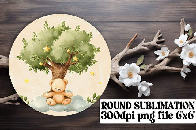 Circle Decor with Adorable Bear Artistry Sublimation afrosvg 