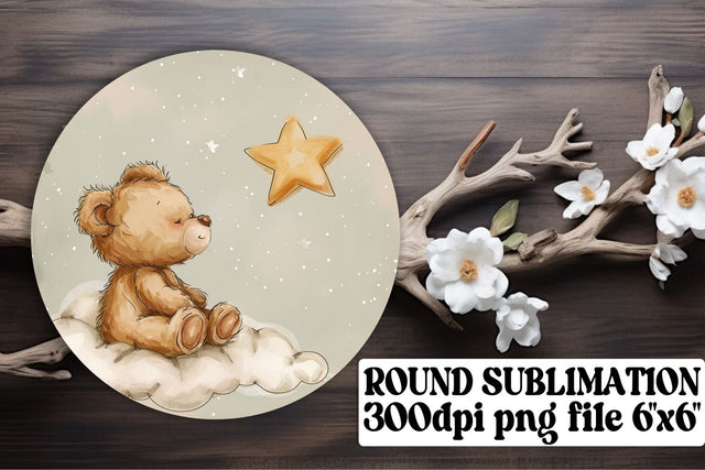 Circle Decor with Cute Bear Art Sublimation afrosvg 