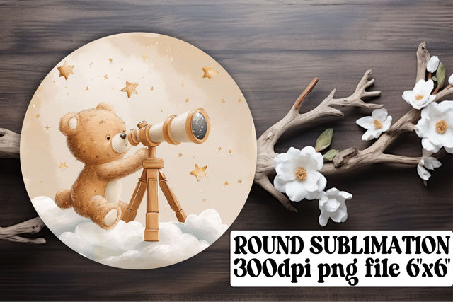 Circle Decor with Cute Bear Art Sublimation afrosvg 