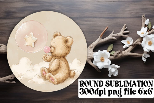 Circle Decor with Cute Bear Artistry Sublimation afrosvg 