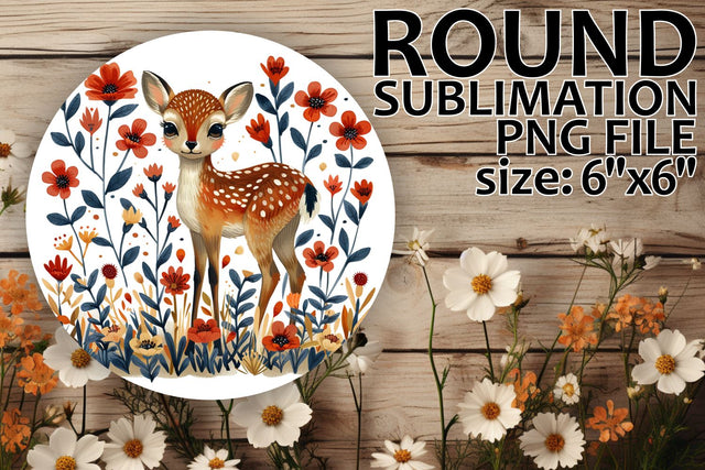 Circle Design Deer with Flowers for Car Coasters Sublimation afrosvg 