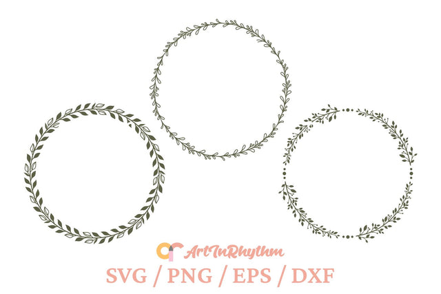 Circle Frame Svg, Circle Frame Monogram Svg, Wreath Svg, Wreath Svg Bundle SVG Artinrhythm shop 