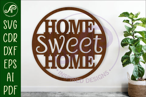 Circle home sweet home wall art sign, SVG file. vector SVG APInspireddesigns 