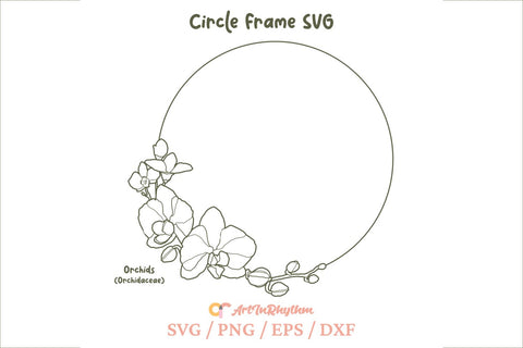 Circle Monogram Frame Svg, Floral Frame Svg, Moth Orchid Svg, Flower Svg SVG Artinrhythm shop 