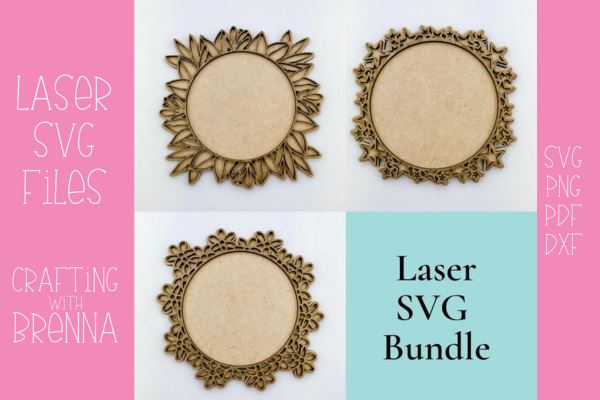 Circle Monogram Layered Sign Bundle Laser SVG File SVG Crafting With Brenna 