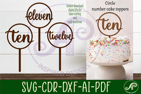 Circle number cake topper SVG laser cut 10 11 and 12 SVG APInspireddesigns 