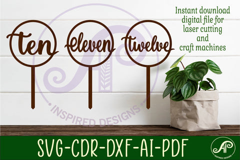 Circle number cake topper SVG laser cut 10 11 and 12 SVG APInspireddesigns 