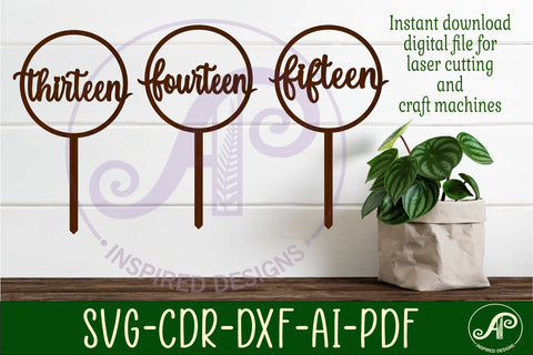 Circle number cake topper SVG laser cut 13 14 and 15 SVG APInspireddesigns 