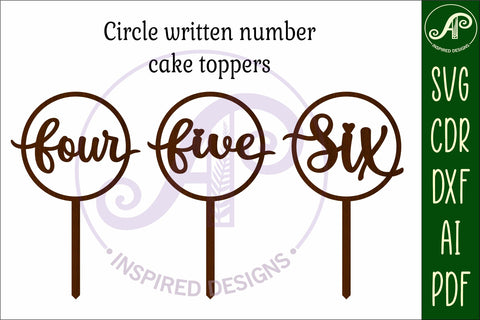 Circle number cake topper SVG laser cut 4 5 and 6 SVG APInspireddesigns 