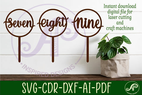 Circle number cake topper SVG laser cut 7 8 and 9 SVG APInspireddesigns 