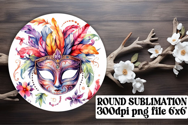Circle Sublimation: Mardi Gras Mask Celebrations Sublimation afrosvg 