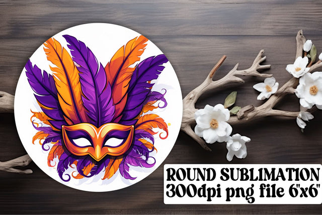 Circle Sublimation: Mardi Gras Mask Delights Sublimation afrosvg 