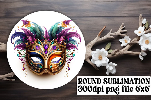 Circle Sublimation: Mardi Gras Mask Party Sublimation afrosvg 