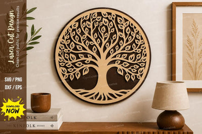 Circle Tree of Life Frame laser Cut svg Cutting file SVG Regulrcrative 