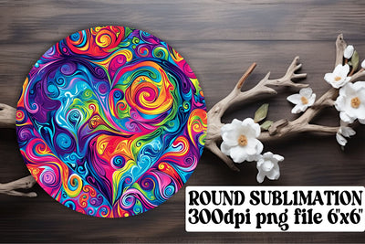 Circular Blissful Keychains - Heart Pattern Treasures Sublimation afrosvg 
