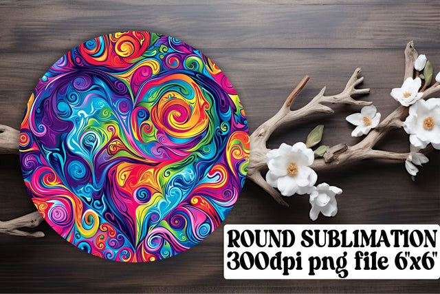 Circular Blissful Keychains - Heart Pattern Treasures Sublimation afrosvg 