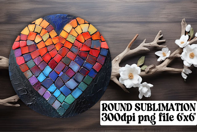 Circular Blissful Keychains - Heart Patterned Magic Sublimation afrosvg 