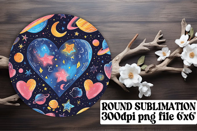 Circular Delightful Car Coasters - Heart Pattern Treasures Sublimation afrosvg 