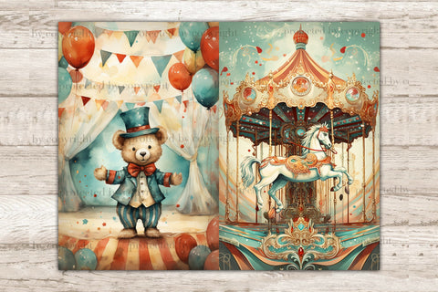 Circus Junk Journal Pages | Vintage Ephemera SVG GlamArtZhanna 