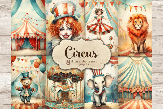 Circus Junk Journal Pages | Vintage Ephemera SVG GlamArtZhanna 