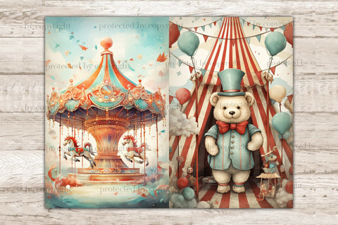 Circus Junk Journal Paper | Carnival Digital Art SVG GlamArtZhanna 