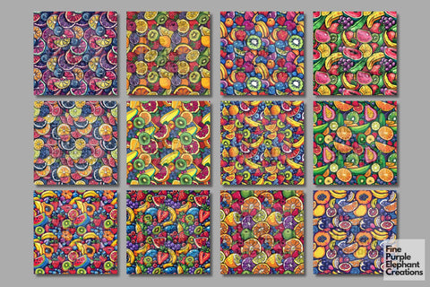 Citrus Berry Fruit Pattern BBQ Picnic Foodie Digital Pattern Fine Purple Elephant Creations 