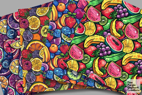 Citrus Berry Fruit Pattern BBQ Picnic Foodie Digital Pattern Fine Purple Elephant Creations 