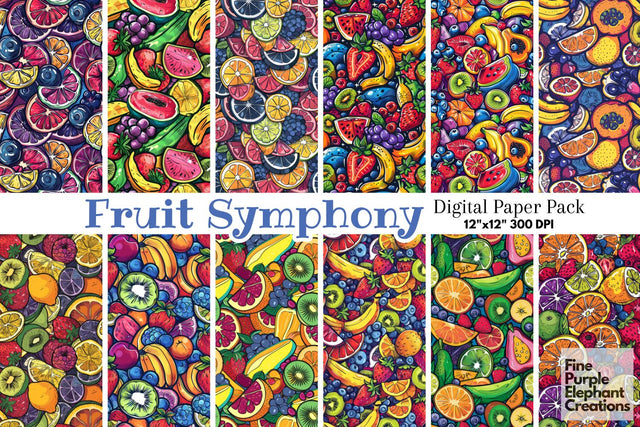 Citrus Berry Fruit Pattern BBQ Picnic Foodie Digital Pattern Fine Purple Elephant Creations 