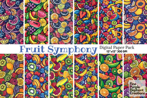 Citrus Berry Fruit Pattern BBQ Picnic Foodie Digital Pattern Fine Purple Elephant Creations 