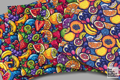 Citrus Berry Fruit Pattern BBQ Picnic Foodie Digital Pattern Fine Purple Elephant Creations 
