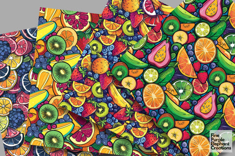 Citrus Berry Fruit Pattern BBQ Picnic Foodie Digital Pattern Fine Purple Elephant Creations 