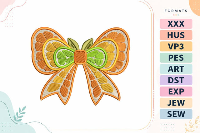 Citrus Bow Summer Orange Embroidery Design Embroidery/Applique DESIGNS sg embroidery 
