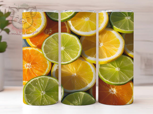 Citrus Fruit Summer Tumbler, Lemon Lime Orange Sublimation Design, Refreshing Summer Citrus Art, 20oz Tropical Tumbler, Whimsical Fruit Mug, Juicy Citrus Cup, Vibrant Summer Wrap Sublimation Lara' s Designs 