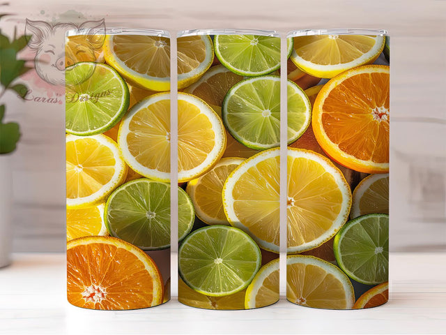 Citrus Fruit Summer Tumbler, Lemon Lime Orange Sublimation Design, Refreshing Summer Citrus Art, 20oz Tropical Tumbler, Whimsical Fruit Mug, Juicy Citrus Cup, Vibrant Summer Wrap Sublimation Lara' s Designs 