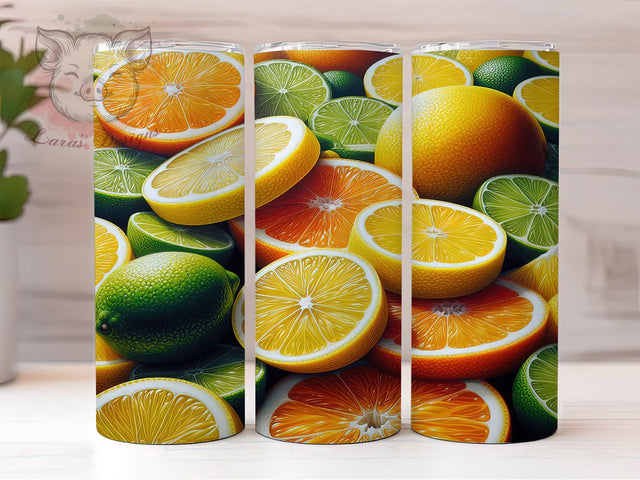 Citrus Fruit Summer Tumbler, Lemon Lime Orange Sublimation Design, Refreshing Summer Citrus Art, 20oz Tropical Tumbler, Whimsical Fruit Mug, Juicy Citrus Cup, Vibrant Summer Wrap Sublimation Lara' s Designs 