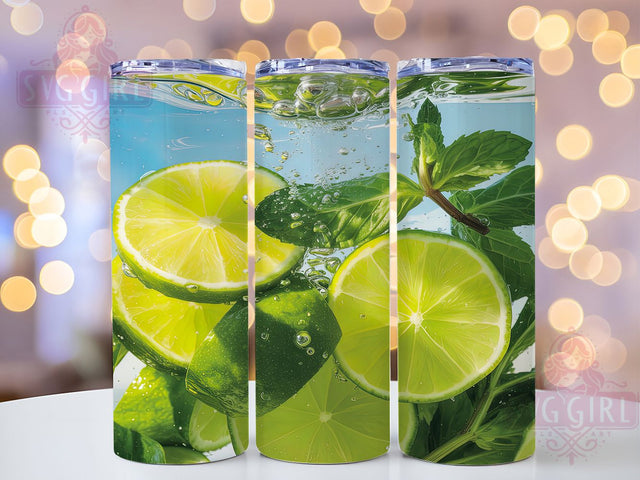 Citrus Mint Mojito Cocktail Tumbler, Lemon Cocktail Design, Refreshing Drink Sublimation, Summer Beverage Cup, 20Oz Skinny Tumbler Wrap, Citrus Mint Mug, Tropical Party Design Sublimation SvggirlplusArt 