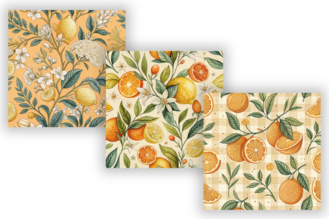 Citrus Toile Digital Paper Pack, Vintage Floral Toile, Gingham & Stripe Seamless Patterns, Wedding, Scrapbooking & Printable Crafts Digital Pattern FloridPrintables 