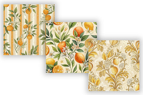 Citrus Toile Digital Paper Pack, Vintage Floral Toile, Gingham & Stripe Seamless Patterns, Wedding, Scrapbooking & Printable Crafts Digital Pattern FloridPrintables 