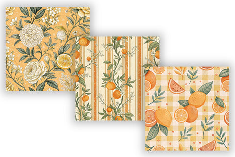 Citrus Toile Digital Paper Pack, Vintage Floral Toile, Gingham & Stripe Seamless Patterns, Wedding, Scrapbooking & Printable Crafts Digital Pattern FloridPrintables 