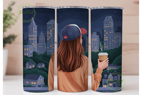 City Girl Coffee Break 20oz Tumbler Wrap Sublimation PixelChick 